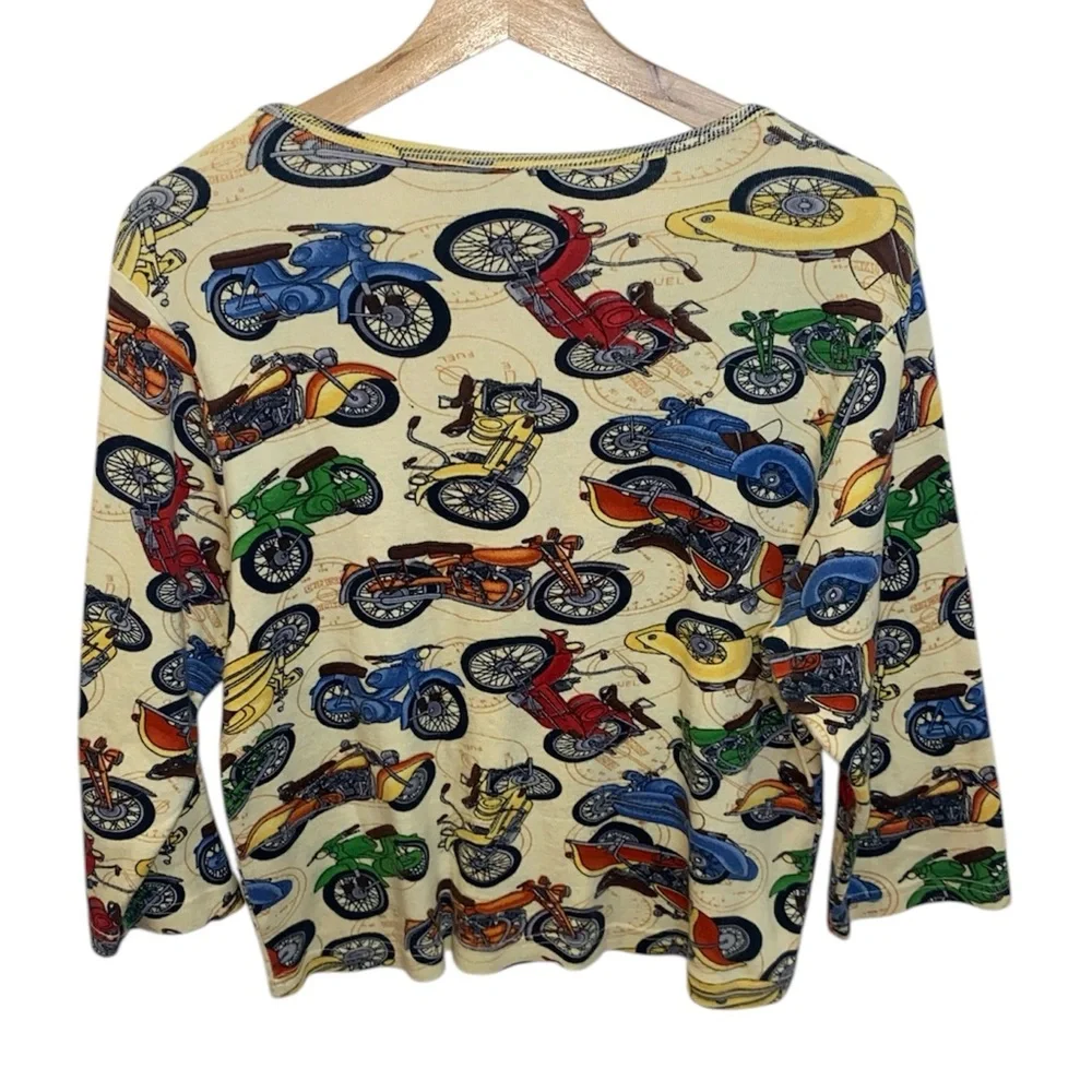 Women’s motorcycle rhinestone bling multicolor top - Picture 2 of 4